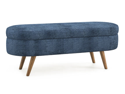 Modern Ottoman Oval Storage Bench With Rubber Wood Legs