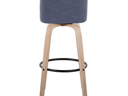 Toriano - Mid-Century Modern Fixed Height BarStool With Round Footrest (Set of 2)