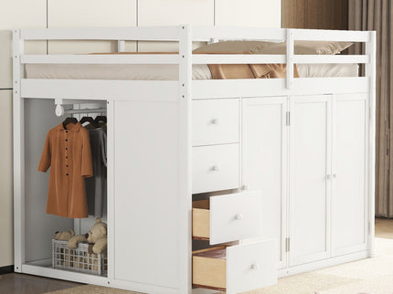 Loft Bed With Built In Wardrobes, Cabinets And Drawers