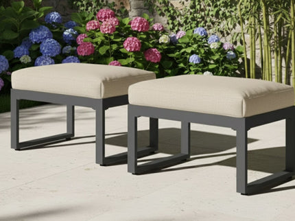 Patio All-Weather Ottomans With Thick Cushions (Set of 2)