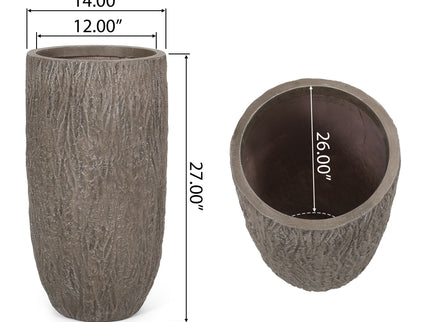 Magnesium Oxide Planter For Outdoor Use - Natural Wood