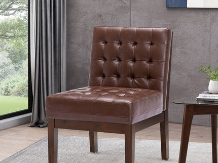 Contemporary Accent Chair With Tufted Waffle Stitch - Dark Brown
