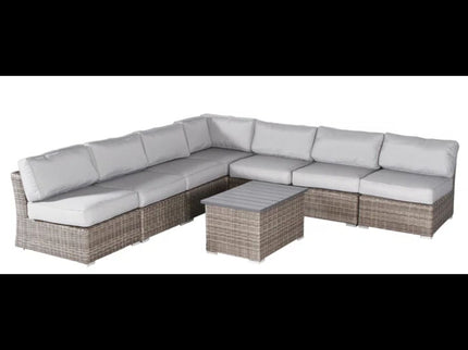 Wicker Sectional Sofa With Cushions And Table