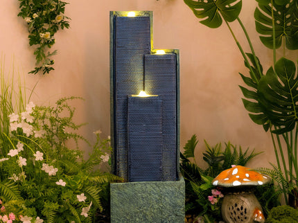3 Tier Waterfall Fountain With LED Lights - Gray