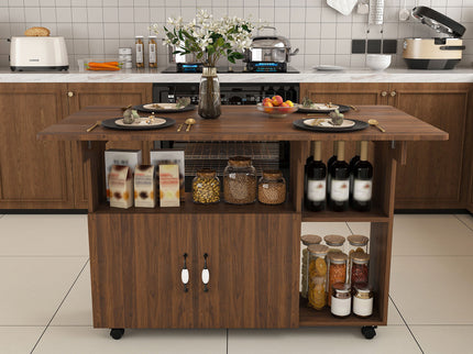 Multi Functional Folding Table With Storage Shelves And Wheels