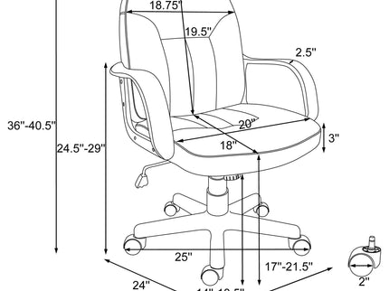 Office Chair With Casters Ergonomic Design For Workspaces - Black