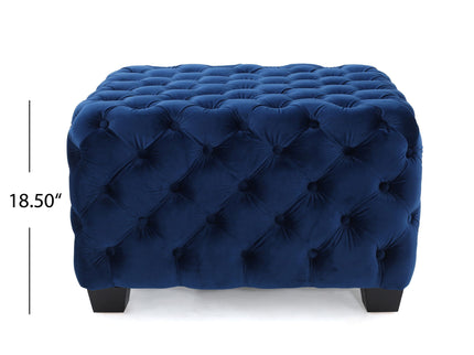 Modern Glam Ottoman With Upholstery And Button Tufted Design
