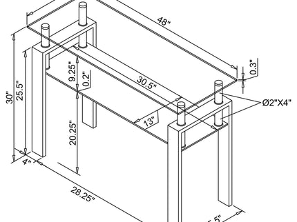Randall - 1 Shelf Rectangular Sofa Table - Black