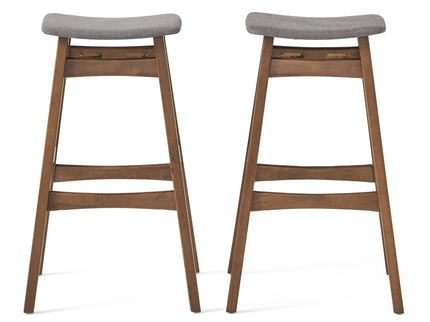 Mid Century Modern Bar Stool Set With Upholstered Seating