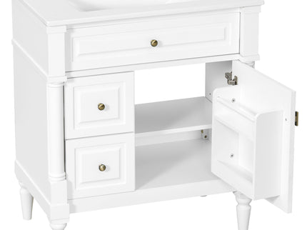 Modern Bathroom Vanity With Sink, Freestanding Cabinet With Flip Drawer & Adjustable Shelf