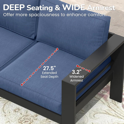 All-Weather Patio Loveseat With Thick Cushions