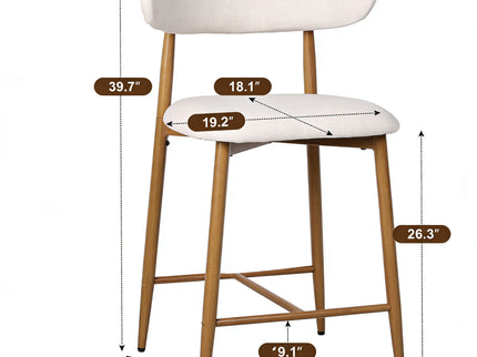 Upholstered Counter Height Bar Stools For Kitchen Island (Set of 2) - Beige