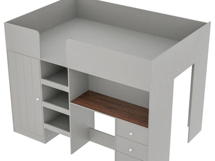 Loft Bed With Built In Wardrobe, Desk, Shelves, And Drawers