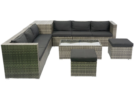 8 Piece Patio Sectional Wicker Rattan Outdoor Furniture Sof Set With One Storage Box Under Seat And Cushion Box - Gray / Black