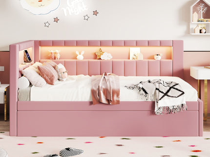 Upholstered Platform Bed With USB Ports And LED Belt