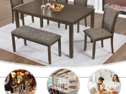 Dining Table Set With Upholstered Chairs, Rectangular Dining Table Set