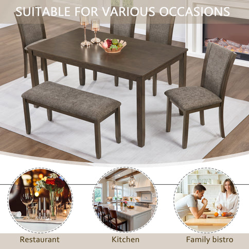 Dining Table Set With Upholstered Chairs, Rectangular Dining Table Set