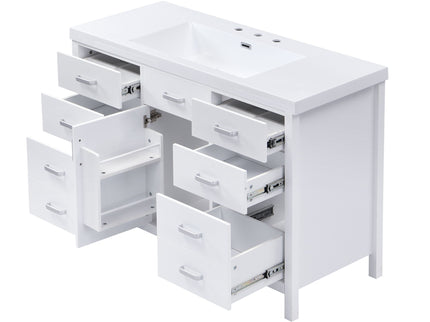 47.25" Modern Bathroom Vanity With Sink, Soft Close Single Door & 6 Drawers - White