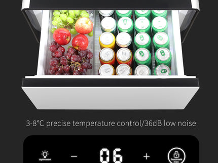 Modern Smart Side Table With Built-In Fridge, Wireless Charging, Temperature Control, Power Socket, USB Ports, Outlet Protection, Induction Light