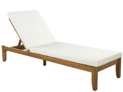 Adjustable Outdoor Patio Lounge Chair Chaise Lounge - Beige / Natural