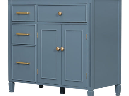 Bathroom Vanity With Sink, 1 Tip Out Drawer, 3 Side Drawers, Adjustable Shelf
