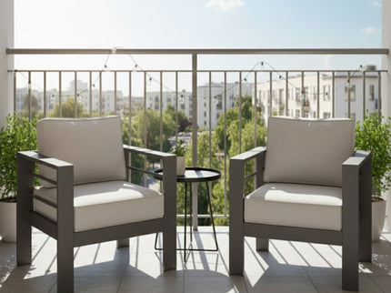 Modern All-Weather Patio Armchairs With Thick Cushions (Set of 2)