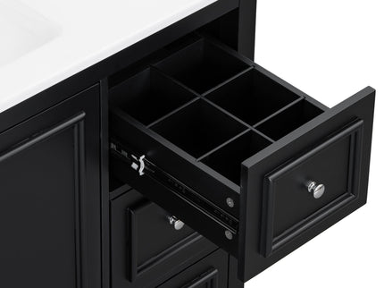 Bathroom Vanity With Sink, Soft-Close Doors, Adjustable U-Shelf, 3 Drawers