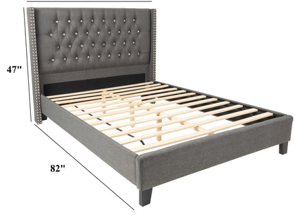 Contemporary Style Bed With Diamond Tufted Headboard