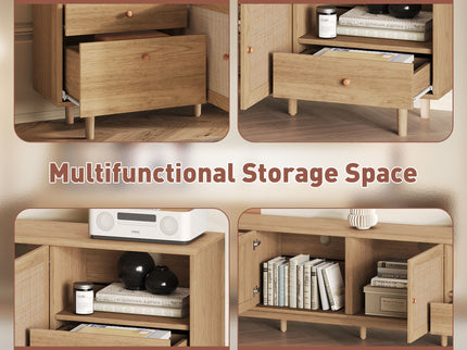 TV Stand With Doors - Natural