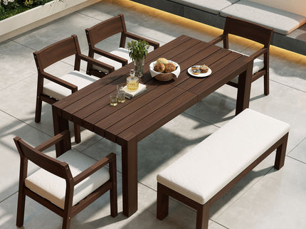 Outdoor Dining Set Rectangular Table With Umbrella Hole