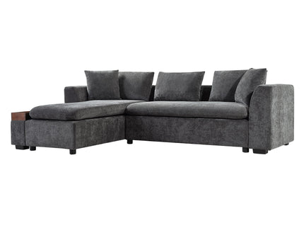 Modern L Shaped Sectional Sofa With Upholstery And Wooden Storage