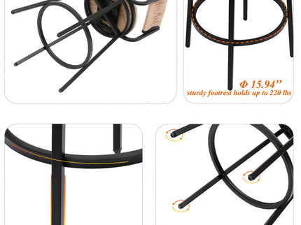 Bar Stools Swivel Counter Chairs With Metal Frame Hand Woven Paper Rope Dining Barstools For Kitchen Counter (Set of 2)