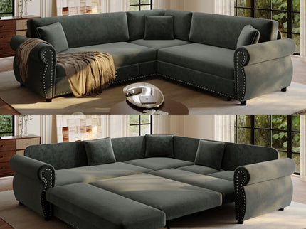 L-Shaped Sofa Couch With Pull-Out Bed