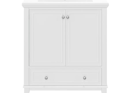 30" Bathroom Vanity With Sink Combo Undermount Sink, Cabinet With Doors And Drawer - White