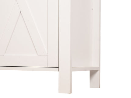 Arched Kitchen Pantry Cabinet With Adjustable Shelves & Barn Door Design