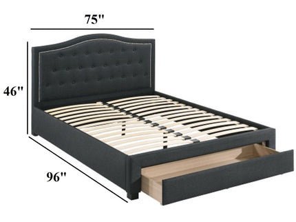 Modern Button Tufted Arch Headboard Bed With Storage Footboard