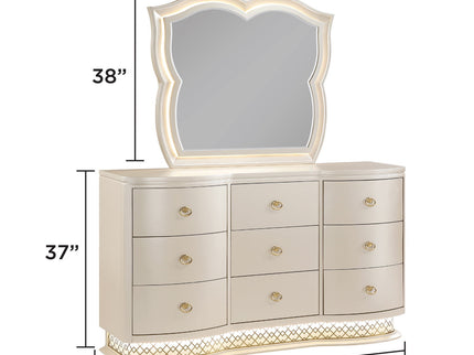 Flora - 9 Drawer Dresser With LED - Champagne