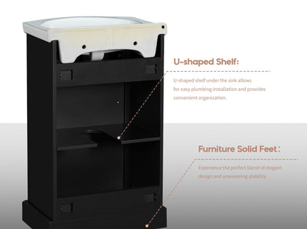 20" Bathroom Vanity With Bulged Sink, Freestanding Single Vanity Set, Soft Close Door