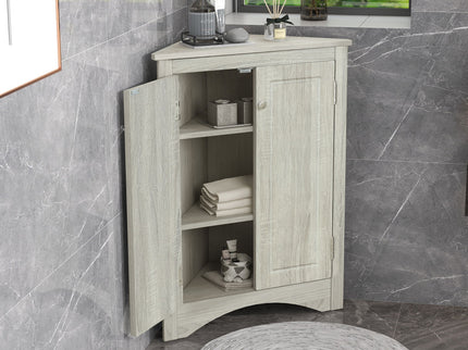 Triangle Bathroom Storage Cabinet With Adjustable Shelves, Freestanding Floor Cabinet For Home Kitchen