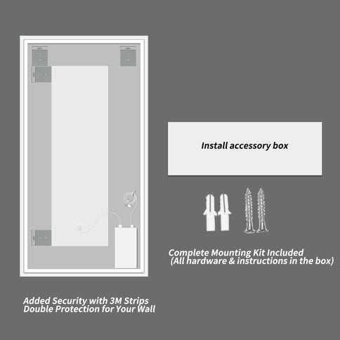 LED Bathroom Vanity Wall Mirror With Straight Edge Design, Frosted Glass Finish, Anti Fog, Dimmable 3 Color Lighting - Silver