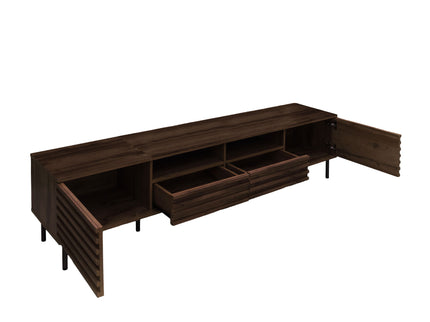 TV Stand For TVs Up To 85" With Closed Storage, Soft Closing Hinges - Walnut
