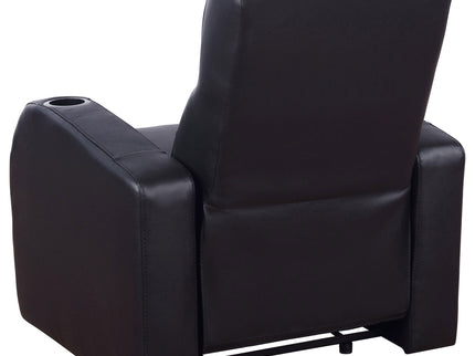 Greenfield - 4 Seater Home Theater With Wedge Console Recliners With Built In Storage And Cup Holders - Black