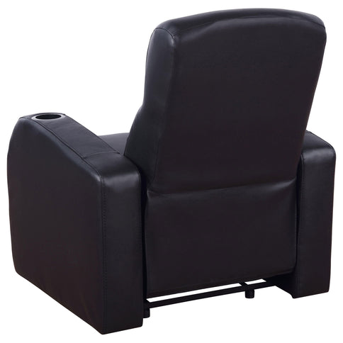 Greenfield - 4 Seater Home Theater With Wedge Console Recliners With Built In Storage And Cup Holders - Black