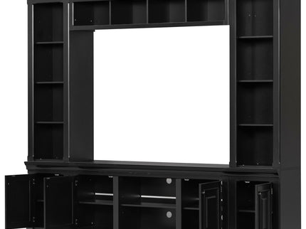TV Stand With Hutch, Large Entertainment Center With Adjustable Shelves