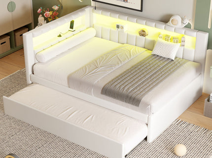 Upholstered Platform Bed With USB Ports And LED Belt