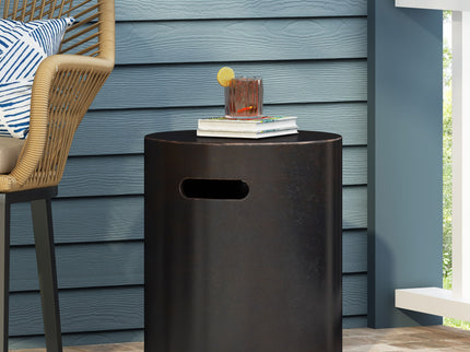 Outdoor End Table With Cutout Handle - Copper