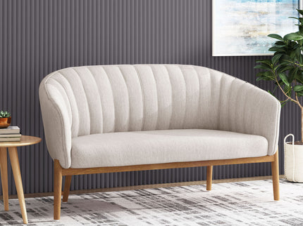 Mid Century Modern Loveseat With Channel Stitched Backrest