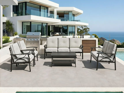 Patio Furniture Set & Coffee Table And Cushions For Backyard