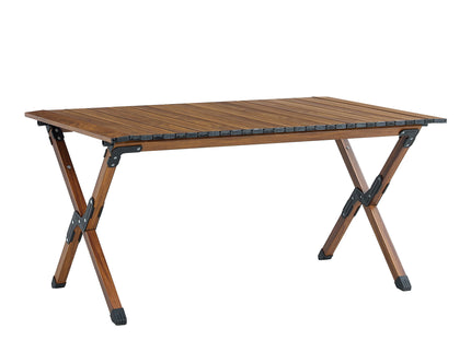 Folding Outdoor Table, Lightweight Aluminum Roll-Up Rectangular Table For Indoor, Outdoor Camping, Picnics, Beach, Backyard, Bbq, Party, Patio - Brown