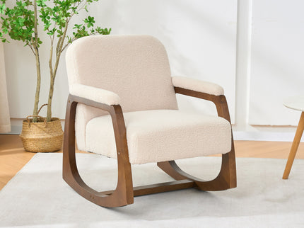 Curved Frame Rocking Accent Chair - Beige / Brown